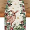 Festive Snowman Christmas Tree Table Runner Home Kitchen Dining Tablecloth for Party Decoration