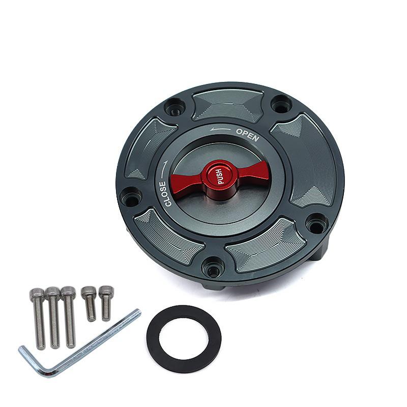 SH-L6005: Quick-release aluminum alloy fuel tank cap for motorcycle modifications.