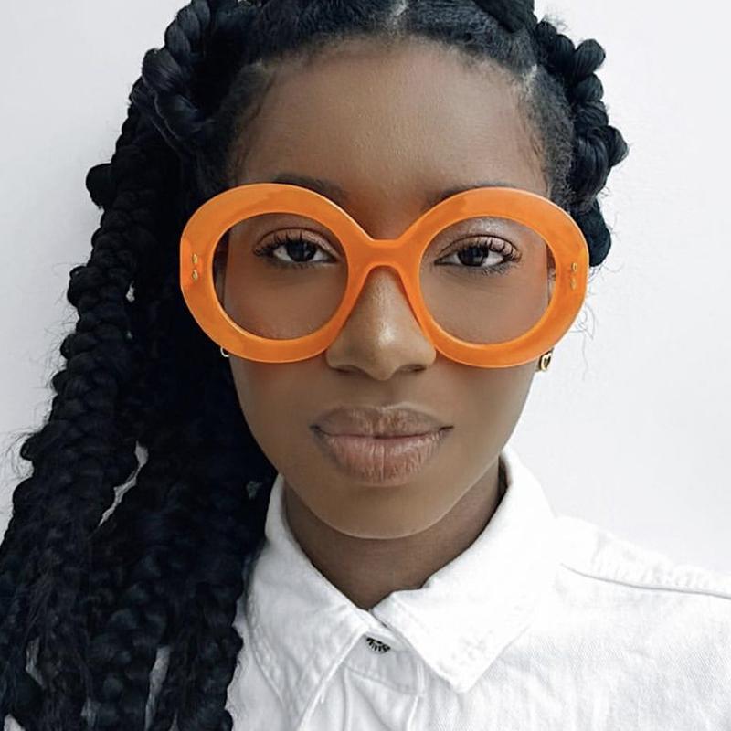 Fashion Retro Brand Design Round Thick Edge Leopard Femal Big Frame Anti Computer Blue Light Women Radiation Protection Glasses