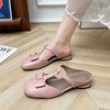 French imitation leather bag head and half slippers women's summer new square head slope heel thick heel low heel outer wear a pair of cool slippers