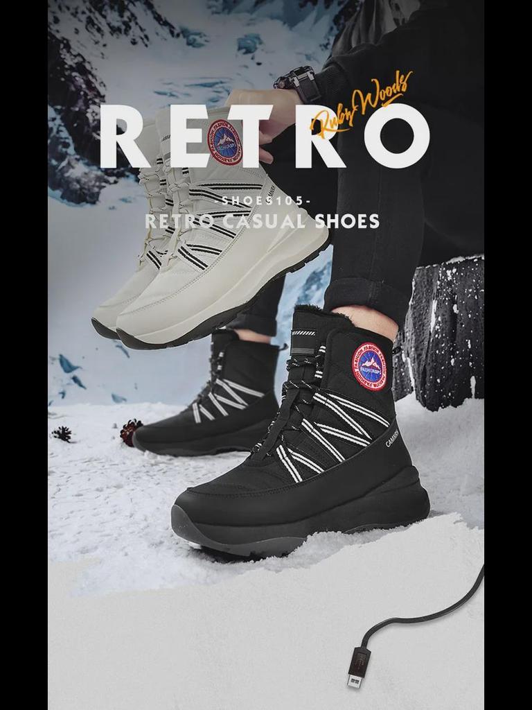 Vinter Höga Snökängor, Herr- och Dam Plus Sammet Tjocka Varma Stövlar - Utomhus Korta Stövlar