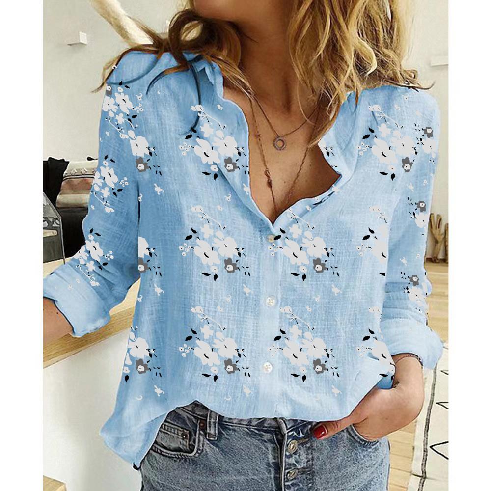 Women's Shirt Tie Color Casual Loose Long Sleeve Linen Shirt