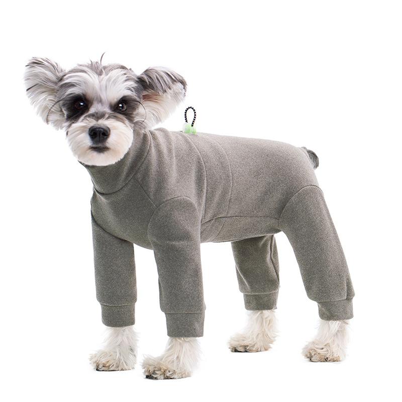 

Fleece Fabric Dog Clothes for Small Dogs Warm Adjustable Pet Jumpsuit Winter Dog Coat with 4 Legs Thermal Dog Suit Cat Costume XS сірий колір