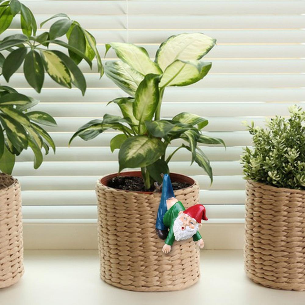 Funny Mini Gnome Hanging Statue Cartoon Dwarf Miniature Sculpture  Flowerpot Decoration