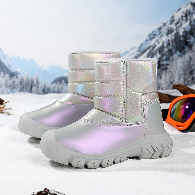 Children's cotton shoes Children's high-top snow boots Winter waterproof and piled thickened warm Children's cotton outdoor sports shoes