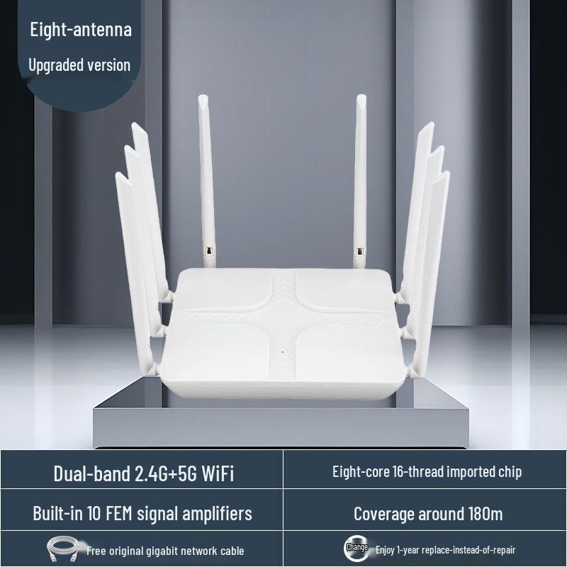 High-Power Wireless Gigabit Router for Full Home Coverage and Strong Wall Penetration