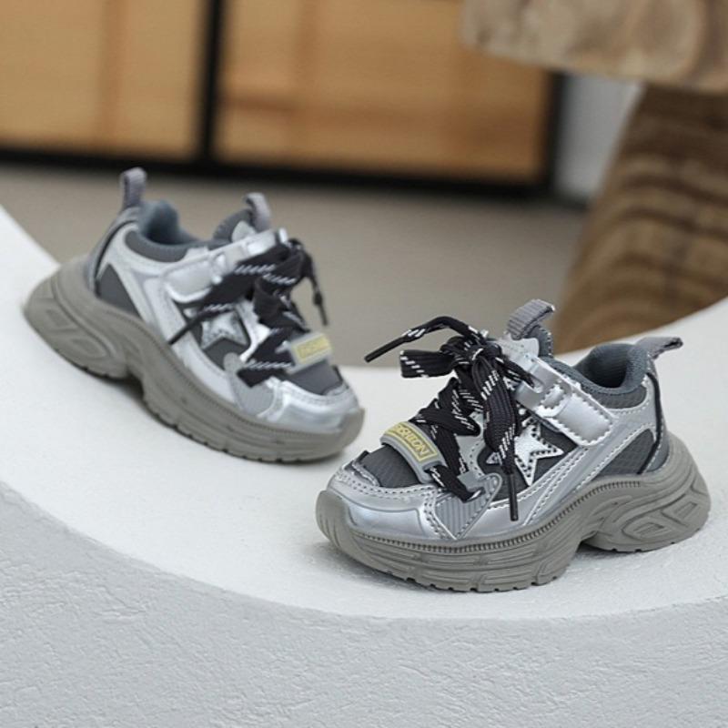 Boys' Handsome Dad Shoes Cute Star Sneakers Girls' Leather Casual Shoes