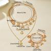 European and American ocean style necklace niche high-end shell inlaid pearl design bracelet versatile jewelry set