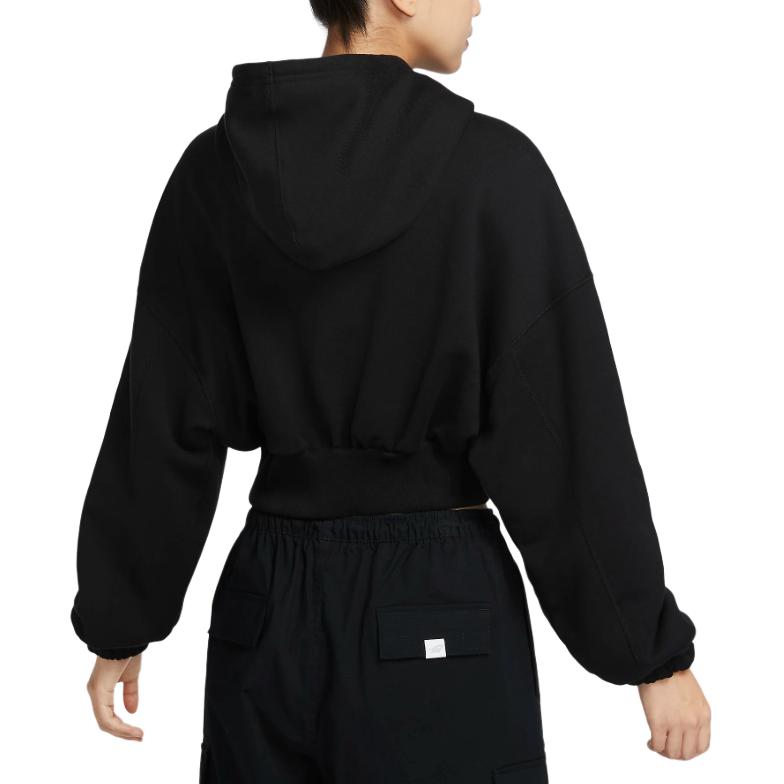 Nike Mikina s kapucí a potiskem loga, zkrácená, s dlouhým rukávem, dámská mikina, černá FV7778-010