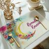 6PC Ramadan, Eid Al-Fitr, Eid Al Adha, Tablecover Moon Lamp Printed Placemats, Washable Placemats