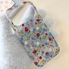 INS Blue Flowers Glitter Phone Case For iPhone 17 Pro Max 17Pro Case Large Window Soft Funda for iPhone 16 15 14 Pro Max Cover