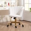 Velvet Office Chair Petal Backrest Vanity Chair Adjustable Height 69 X 64 X 80 90 Cm White