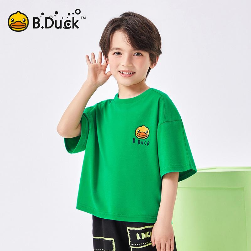Little yellow duck children's clothing for boys and girls, loose and simple short sleeved T-shirt top