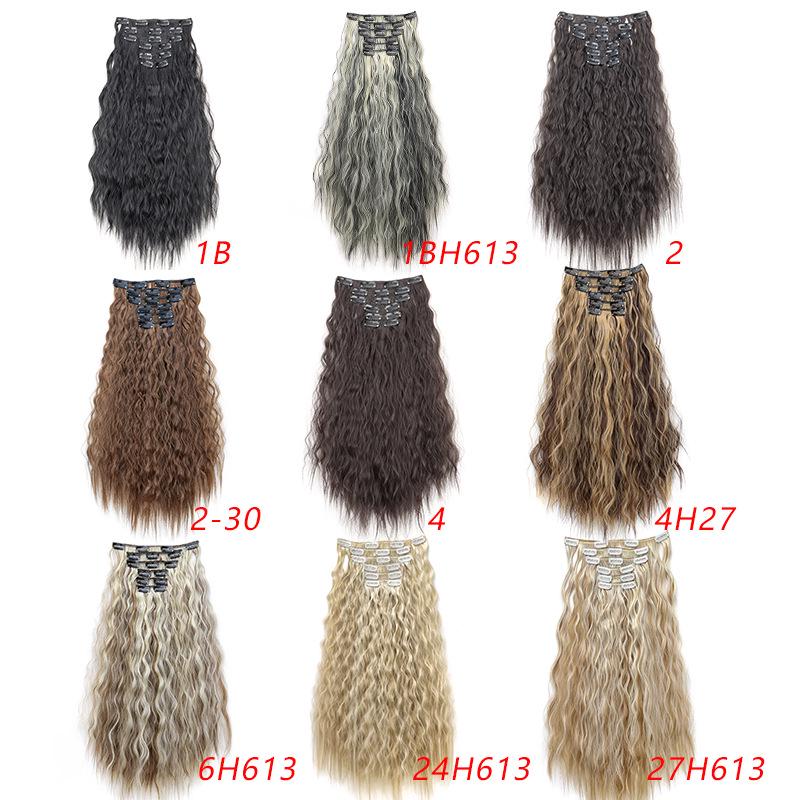 6-Piece Curly Clip-in Hair Extensions Set - Water Wave Volume Boost with 16 Clips