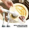 Long-Handled Rotating Pot Brush Kitchen Scrubber Oil-Resistant Dish Washing Brush Non-Scratch Cleaning Tool For Pans Pots Sinks