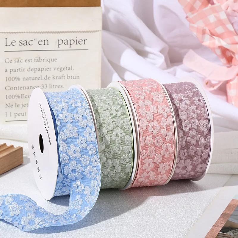 10Yards 25/40mm 3D Flower Wrinkle Embossment Ribbon DIY Accessories for Bows Bouquets Gift Wrapping Sewing Clothes Materials