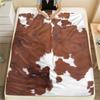 1Pc Rustic Cowhide Style Print Flannel Blanket, High Quality Comfortable for All Seasons, Home Decor, Warmth and Comfort, Perfect for Gifts