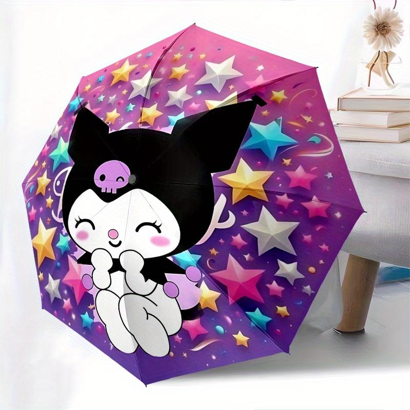 Kuromi Automatic opening and closing folding umbrella with 8-rib frame and compact travel design, perfect for all occasions | Stylish foldin