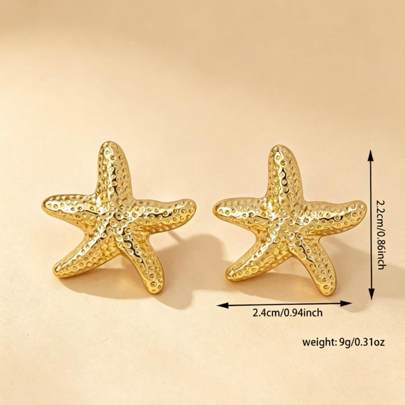 INS Cold Style Starfish Stud Earrings: Elegant Ocean-Inspired Design for Women