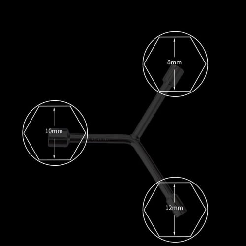 Allen CR-V Y-Type Hex Wrench, 3-Way Socket Wrench, Y-Type Hex Wrench, High Carbon Steel Multi-Tool for Bicycle Maintenance and Repair (8-10-12mm)