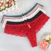 Slip da donna sexy in pizzo con fiocco a vita bassa, perizoma, mutandine, intimo scavato