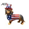Dachshund Lover Gift Independence Day Desktop Ornament, Resin Statue with Stars American Flag Dog And Stripes, Patriotic Sculpture for Home