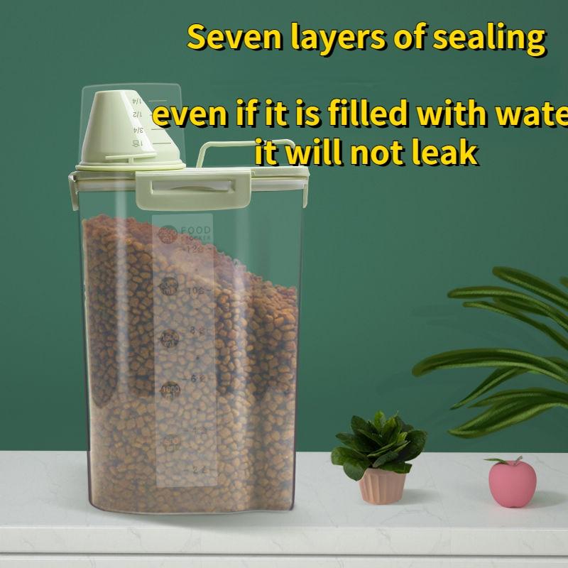 Dog and Cat Food Container with Pouring Spout and Lid, Kitchen Insect and Moisture Organizer, Rice Storage Jar, Grain Jar