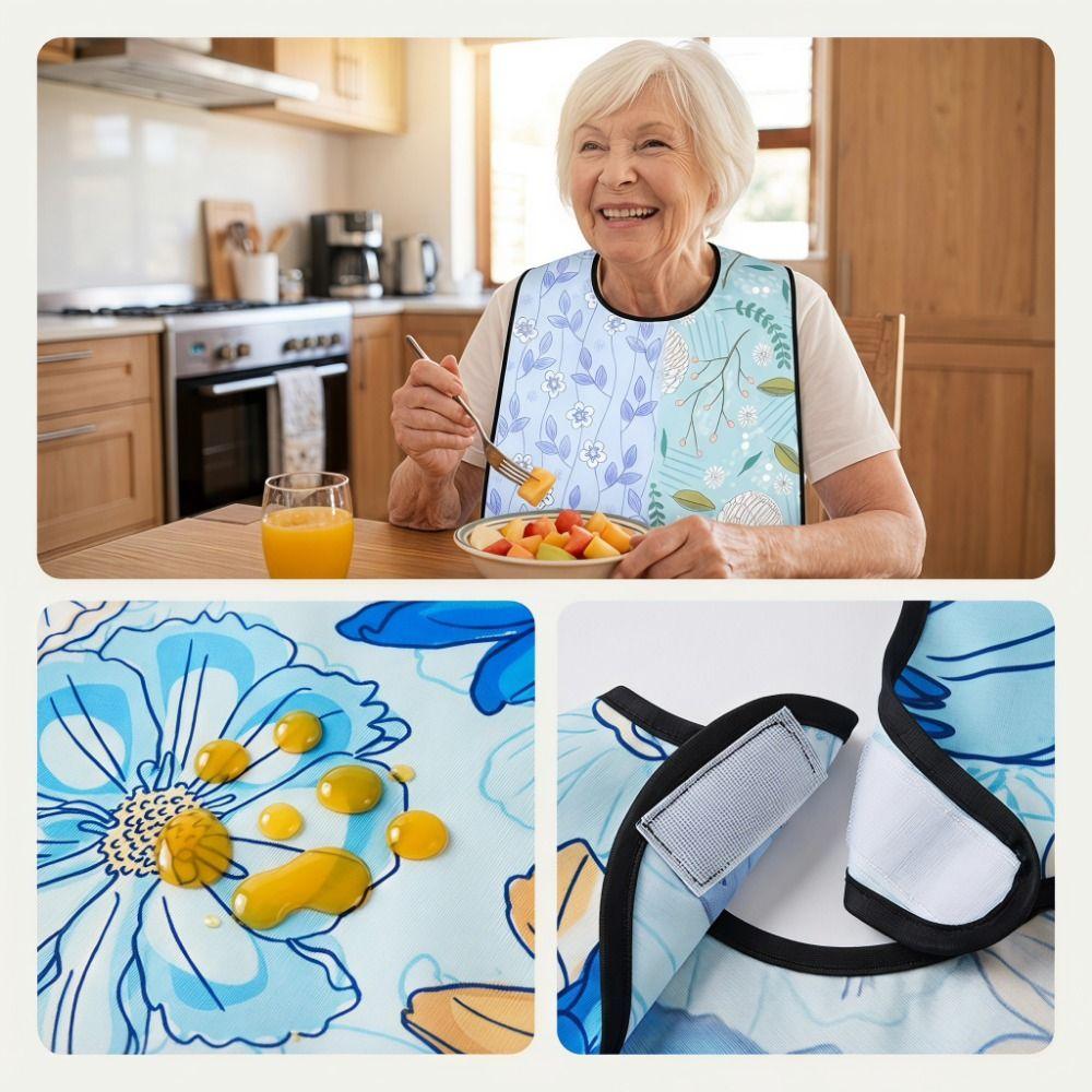 Reusable Adult Bibs Floral print Clothing Protector Multi-purpose Feeding Bibs Feeding Nursing