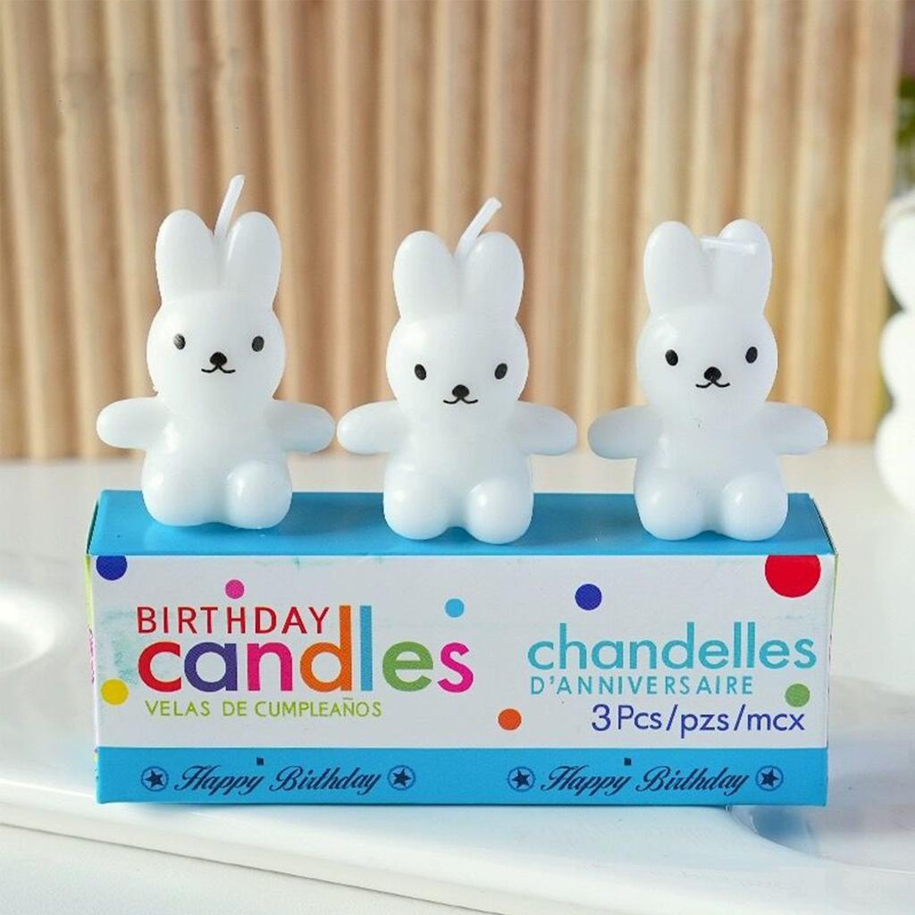 3D White & Pink Teddy Bear Birthday Candles Cake Topper Assorted CandlesBear Candle Cake Decorations Candles for Cake Decorative