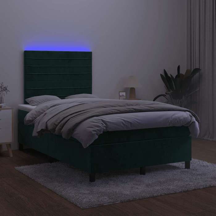 Maison Exclusive - Sommier à lattes de lit avec matelas LED vert foncé 120x190 cm