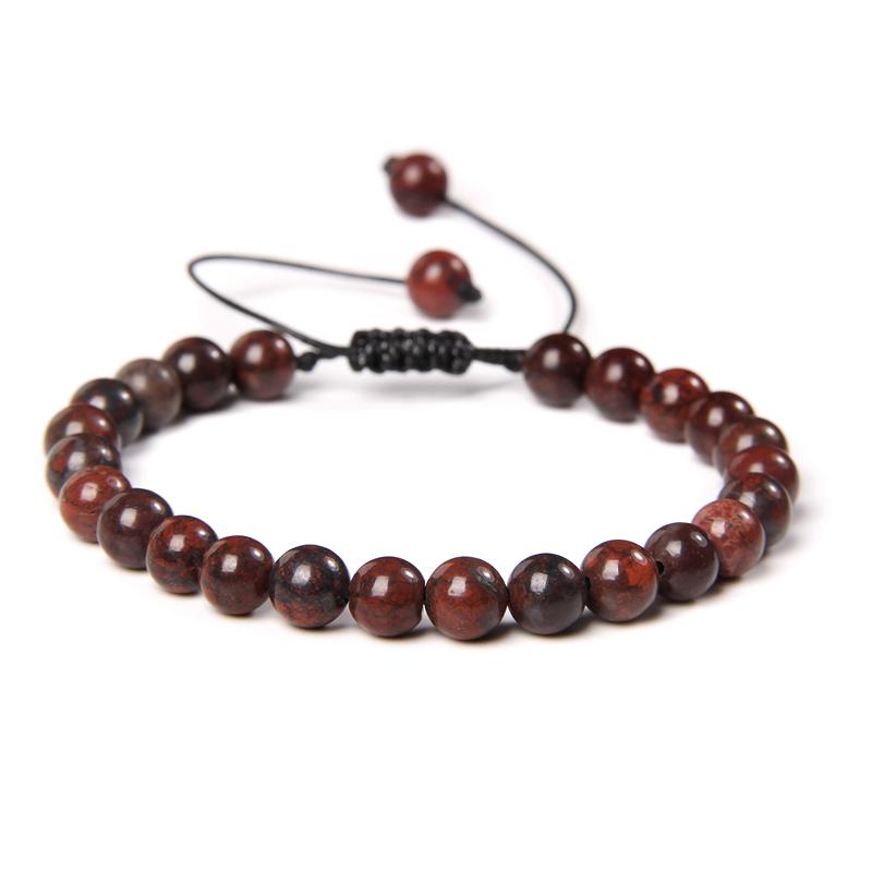 Natural Stone 6mm Beads Bracelet Adjustable Rope String Braided Bracelets For Women Men Amethysts Red Agates Lava Beaded Bangles