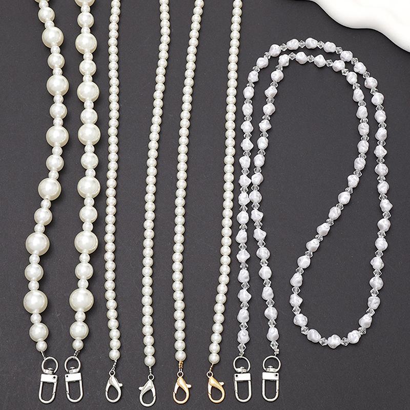 120Cm Bag Chain For Handbag Handles Butterfly Beaded Phone Lanyard Diy Purse Replacement For Shoulder Bag Straps Pearl Belt