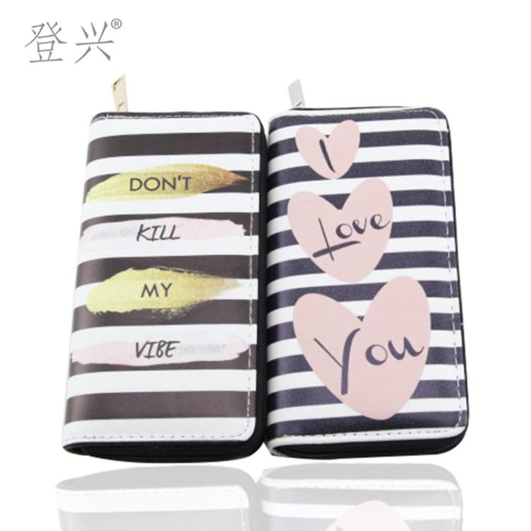 Neues gestreiftes Liebe LIEBE langes PU-Portemonnaie, Portemonnaie