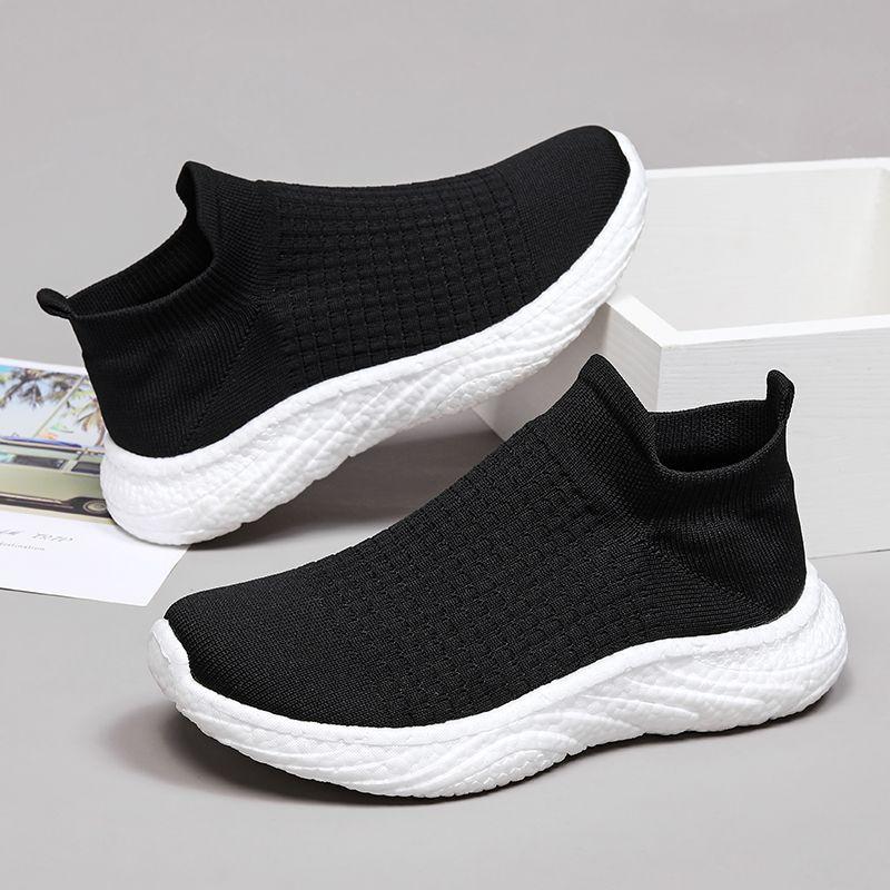 Men's Shoes Spring and Autumn 2025 New Mesh Breathable Thick-soled Sports Men's One-pedal Lightweight Soft-soled Black Socks Shoes