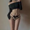 Bundled Design Thong Female Sexy Water-soluble Flower Hollow Mesh Interwoven Thin Belt Seductive Mood Panties 2298