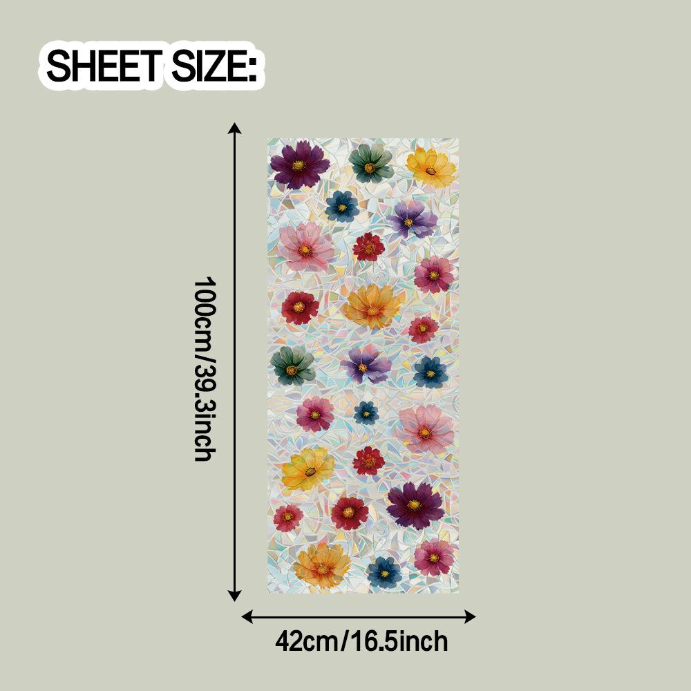 

Многоцветный цветочный декор для гостиной из стекла, вырезанный лазером, статические наклейки 42*100cm