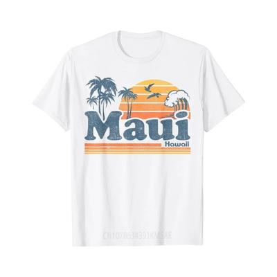 Maui Hawaii Vintage Surf Beach Surfing 70's Retro Hawaiian T-Shirt Women Clothes Tops Graphic T Shirts  Ropa Mujer
