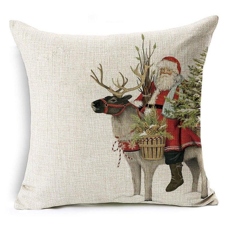 Luxurious 18" Merry Christmas Pillow Case Cotton Linen Cushion Cover For Home Decor