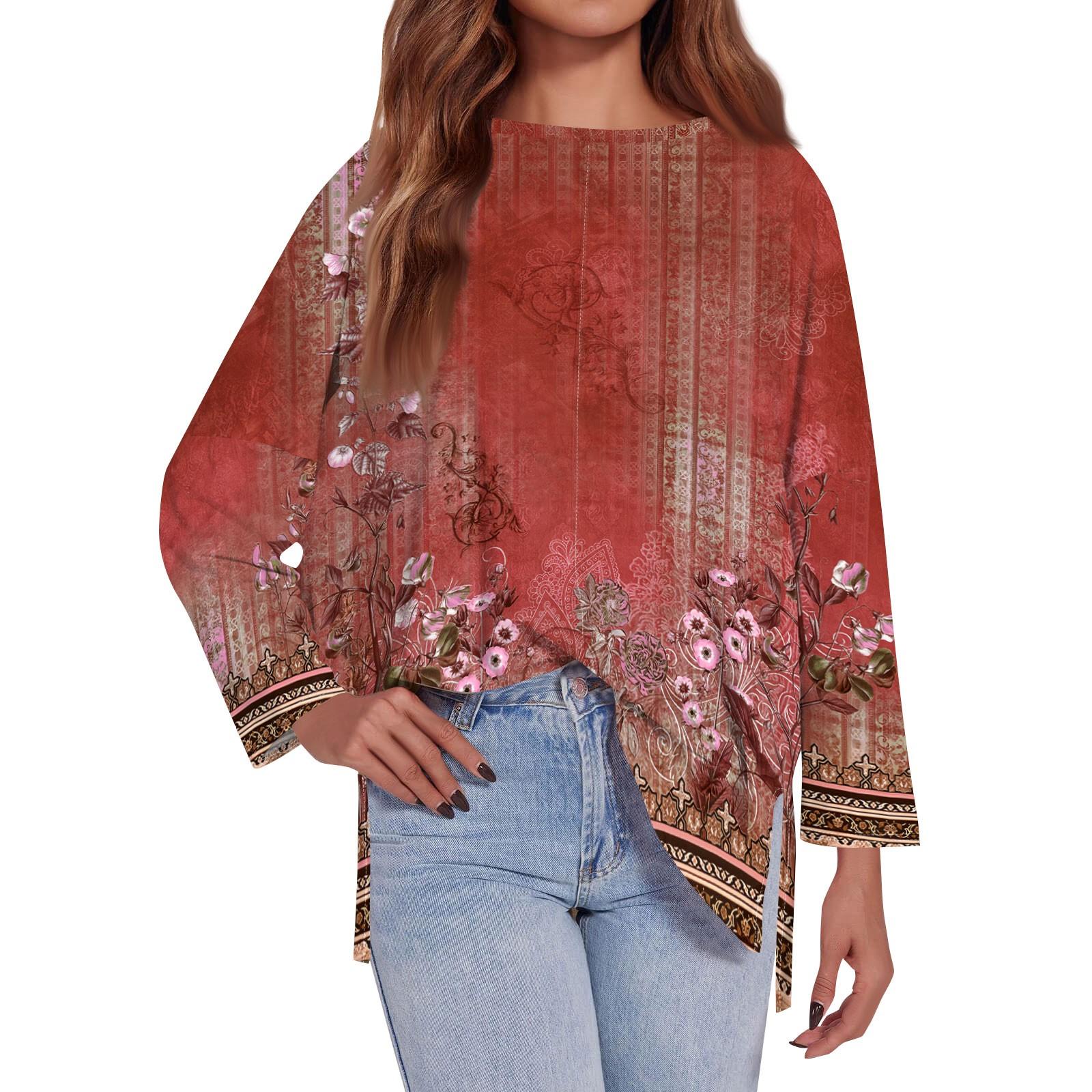 Женская модная свободная футболка большого размера с круглым вырезом — фото 9