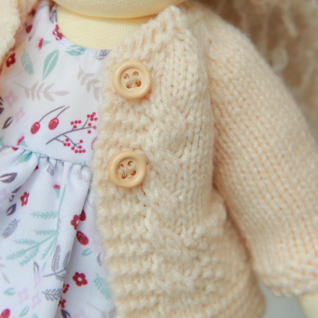 BlissfulPixie Waldorf Doll, Handmade Kiki, 30cm, Soft, Cute Plush Girl Doll, Perfect for Kids