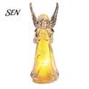 Romantic Valentine Gift Guardian Angel Night Light, Small Prayer Reading Playing Music Mother Day Idea Figurine with LED Light for Desk, Table, Shelf