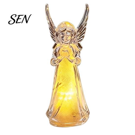Romantic Valentine Gift Guardian Angel Night Light, Small Prayer Reading Playing Music Mother Day Idea Figurine with LED Light for Desk, Table, Shelf