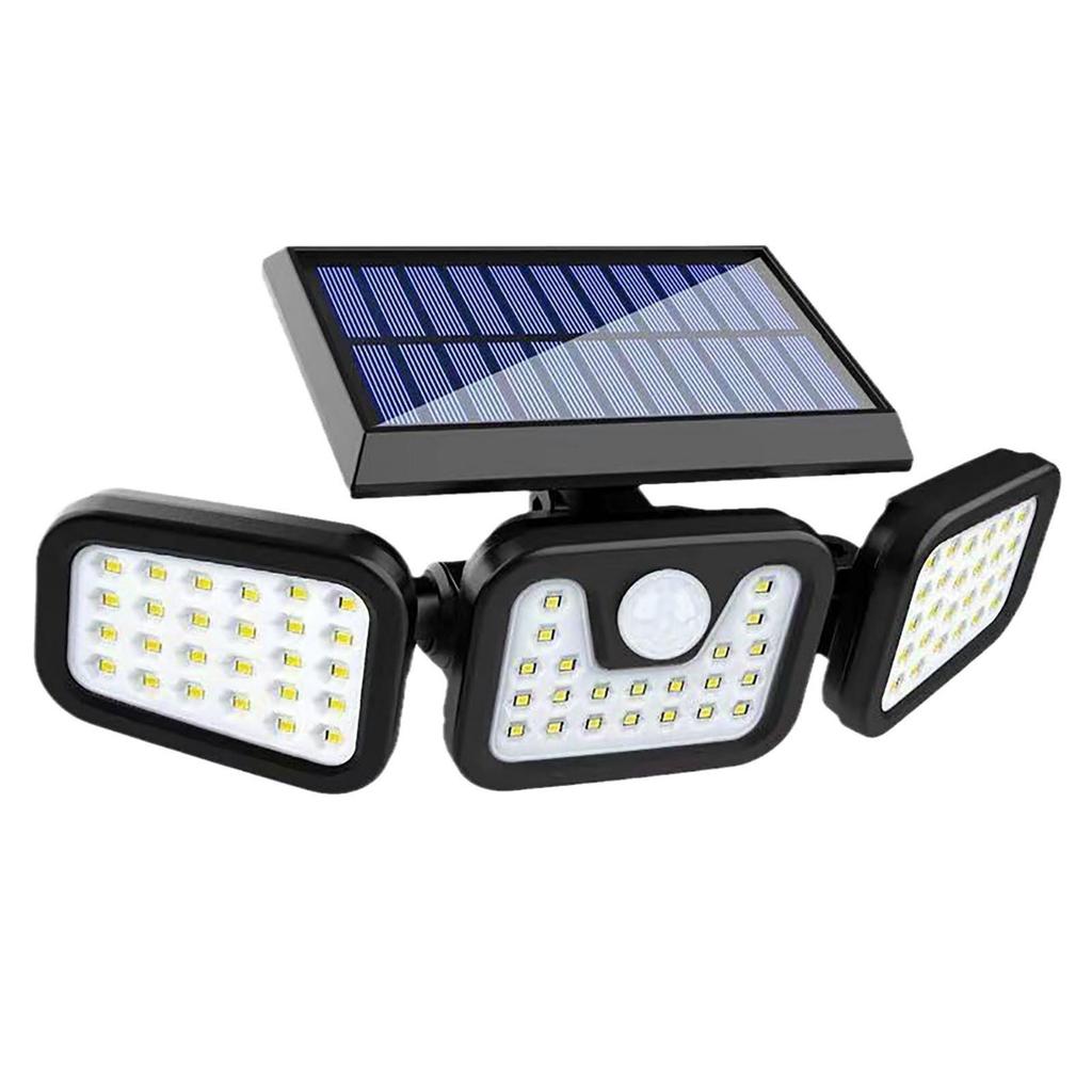 New Rotatable LED Solar Wall Lamp - Three-Head, Waterproof, Motion Sensor, Outdoor Courtyard and Street Light