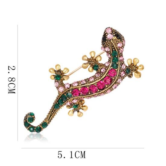 Unisex Rhinestone Lizard Gecko Animal Creeper Brooch Pin Corsage Jewelry Gift