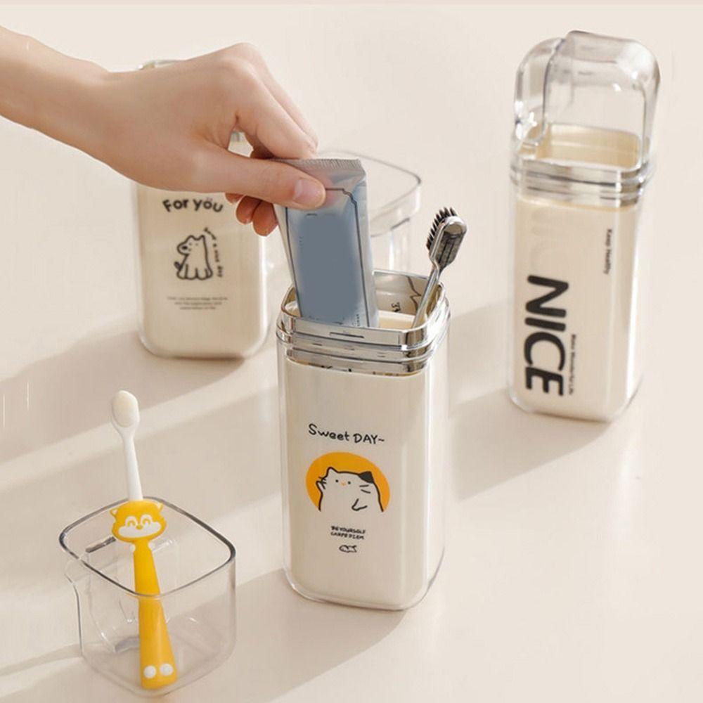 2Pcs Sealed Mouthwash Cup Toothpaste Dispenser Large Capacity Wash Cup Set Camping