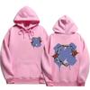 Unisex Hooded Sweatshirt With Rose Fork Print Loose Fit Winter Casual Sportswear