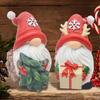 2Pcs/set Handmade Resin Gnomes Elf Cartoon Santa Claus Ornaments Christmas Elf Sculpture  Holiday