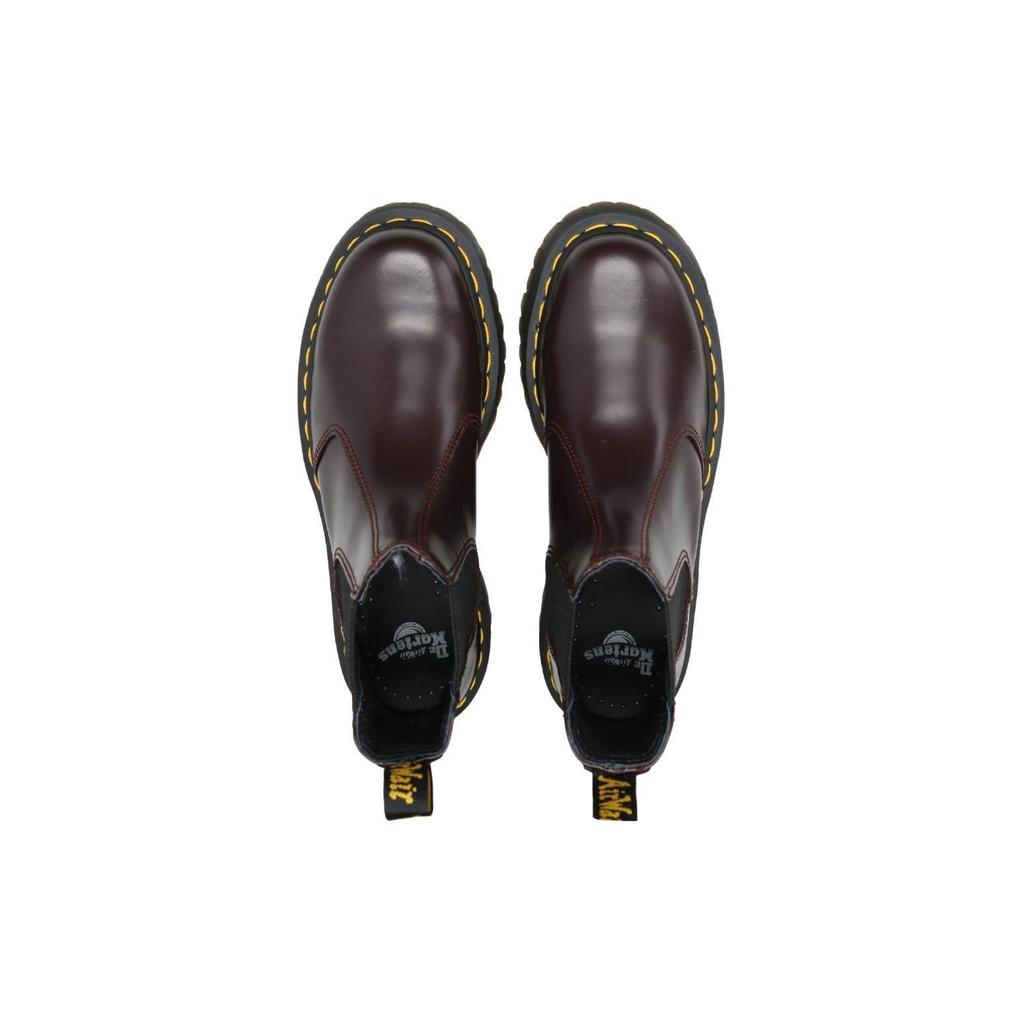 Dr. Martens Leather Fashion Comfortable Short Chelsea Boots Women boots Burgundy 27865606