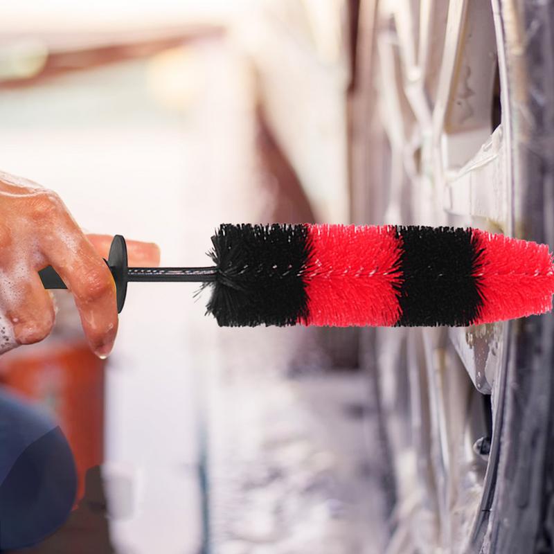 Car Wheel Brush Soft Bristle Tire Steel Ring Detail Cleaning Brush Tyre Alloy Soft Bristle Cleaner Car Washing Supplies Tool