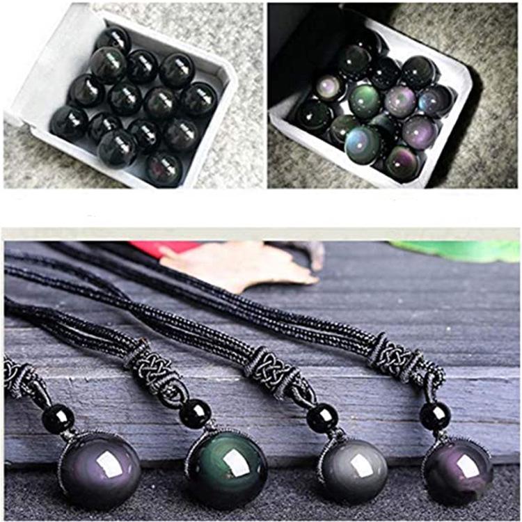 16mm Natural Obsidian & Tiger Eye Cross Necklace with Amethyst Pendant - Holiday Gift for Couples